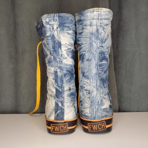 Feng Wei Chuan Fashion Sneaker Boot Converse Denim Yellow, Womens Size 6.5 EU 37 - Picture 4 of 9